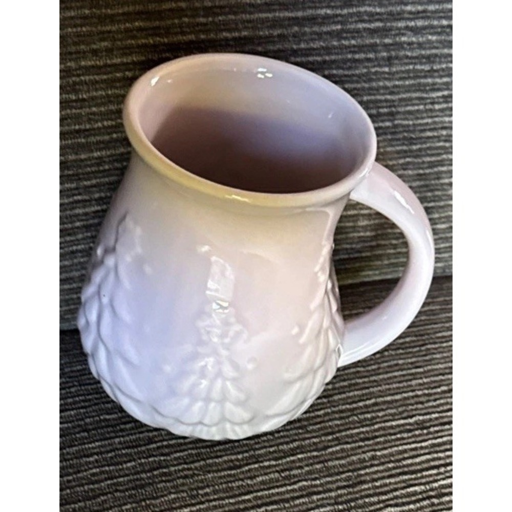 Temp-tations Christmas Mug 16-oz Textured With Six‎ Raised Tree & Stars Lavender